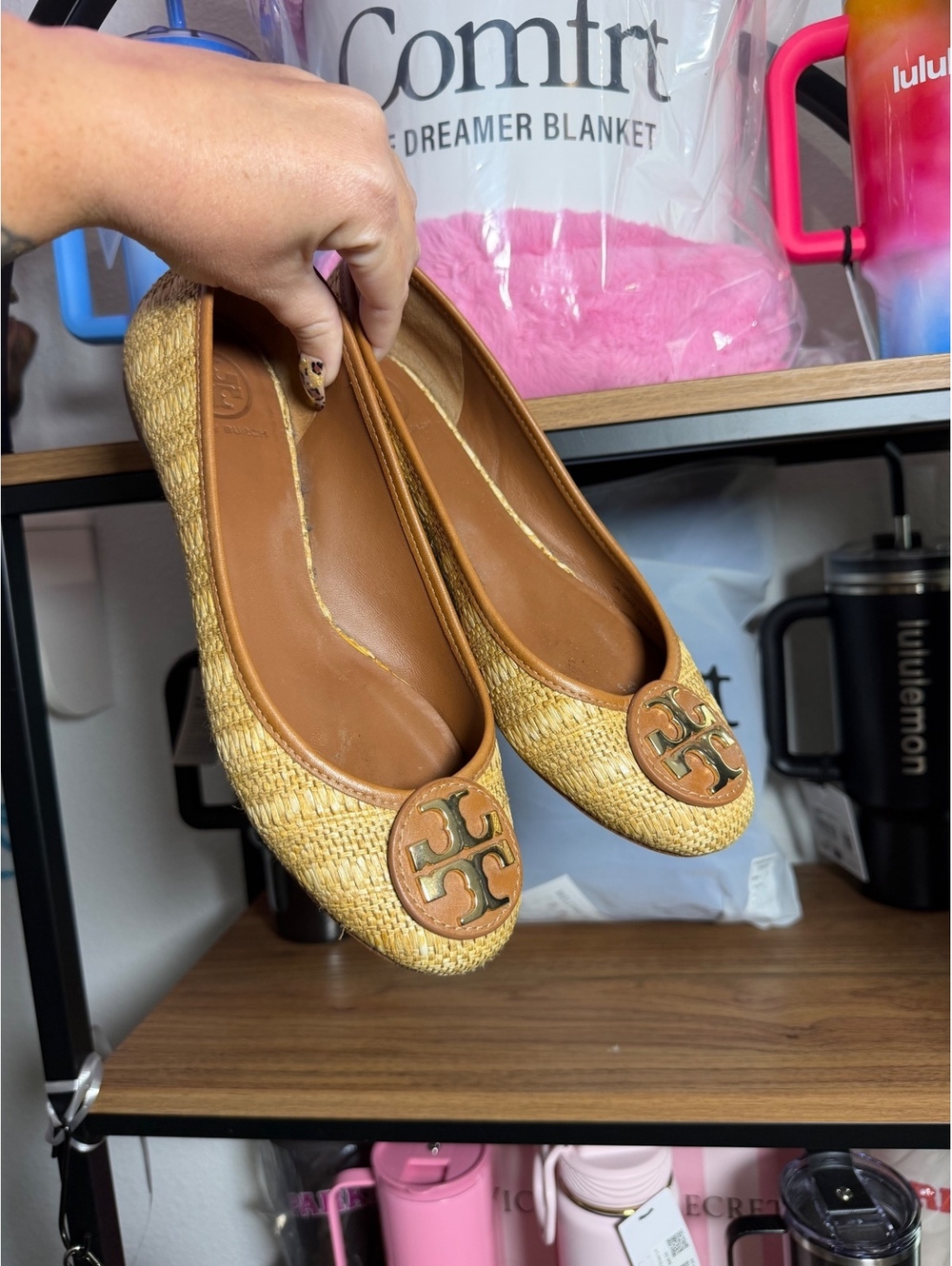 Tory Burch Reva Raffia Ballet Flats - EUC Size 8.5